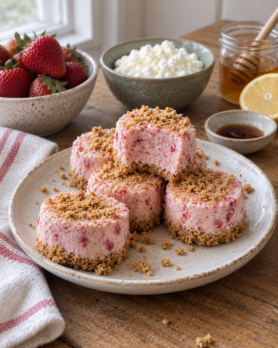 Frozen Strawberry Cheesecake Bites