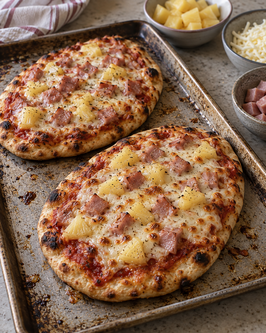 Pineapple Ham Naan Pizza