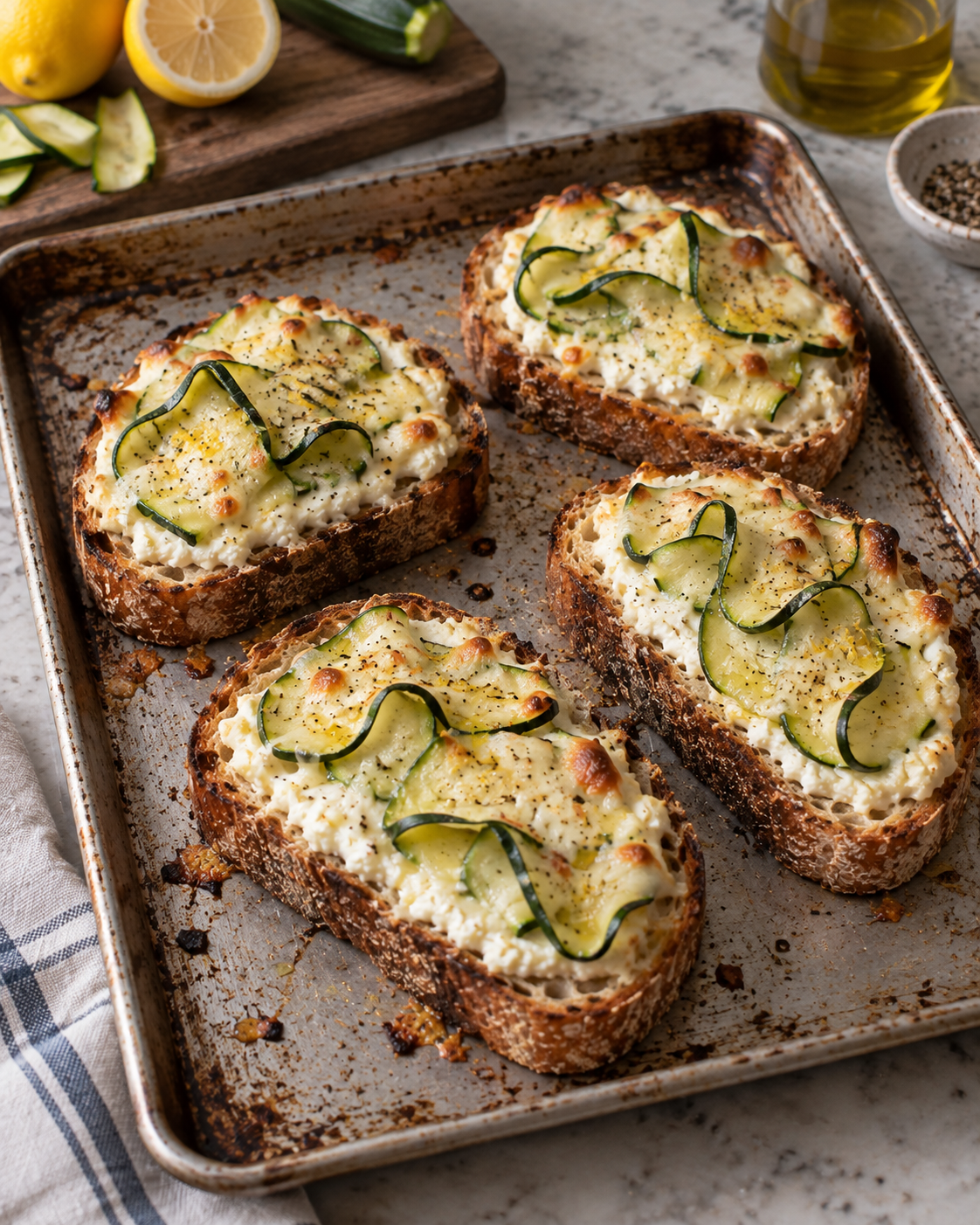 Zucchini Ricotta Pizza Toast