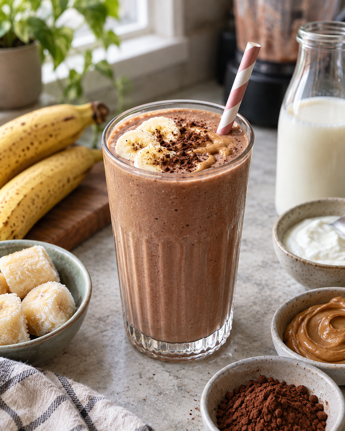Chocolate Peanut Butter Banana Smoothie